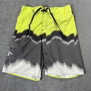 No Fear Swim Trunks Board Shorts Mens L 33 Black Gray‎ Logo Y2K Swimming